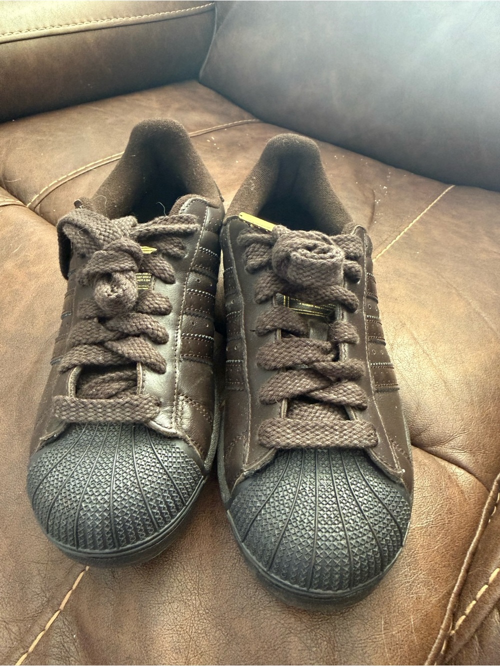 LIKE NEW adidas Women's Brown Leather Shell-Toe Athletic Sneakers